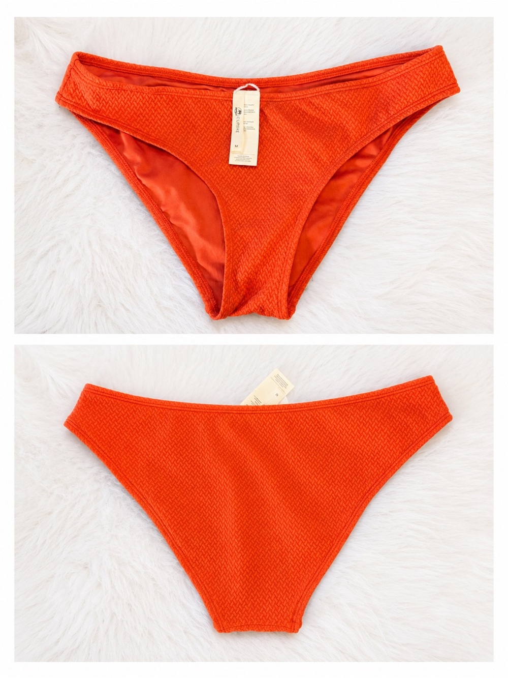 Cupshe Bright Orange Textured Bikini Bottom